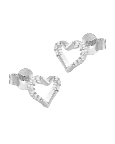 Los pendientes corazón de plata con circonitas son una joya elegante y sofisticada. Están elaborados en plata de ley y presentan